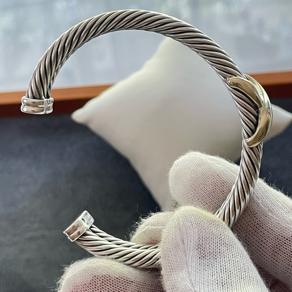 David Yurman 925 & 14k Gold 10mm Signature X Bracelet - Picture 5 of 9